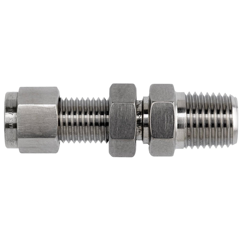 N2706-LN-08-08-SS by Brennan Inc. | -08 Instrumentation Fitting Bulkhead x -08 Male NPT | Straight | Stainless Steel