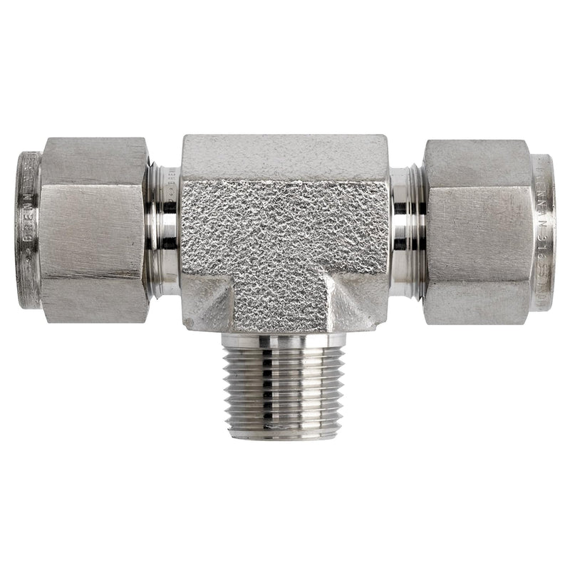 N2601-04-04-04-SS by Brennan Inc. | -04 Instrumentation Fitting x -04 Instrumentation Fitting x -04 Male NPT | Tee | Stainless Steel