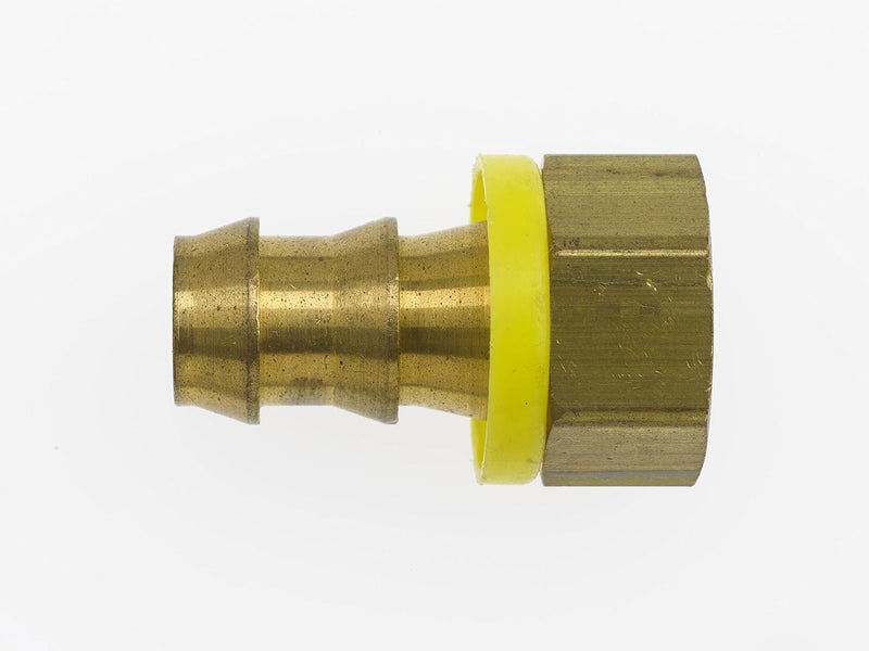 2114-06-06-B by Brennan Inc. | -06 Push Lock x -06 Female Inverted Flare | Straight | Brass