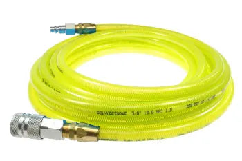 PFE6100TY58C by Coilhose | Flexeel® Reinforced Hose | 3/8" Hose ID | 9/16" Hose OD | 3/8" Coupler & Connector with Quick Connect Fittings | Industrial | 100ft | Transparent Yellow | Straight | Polyurethane