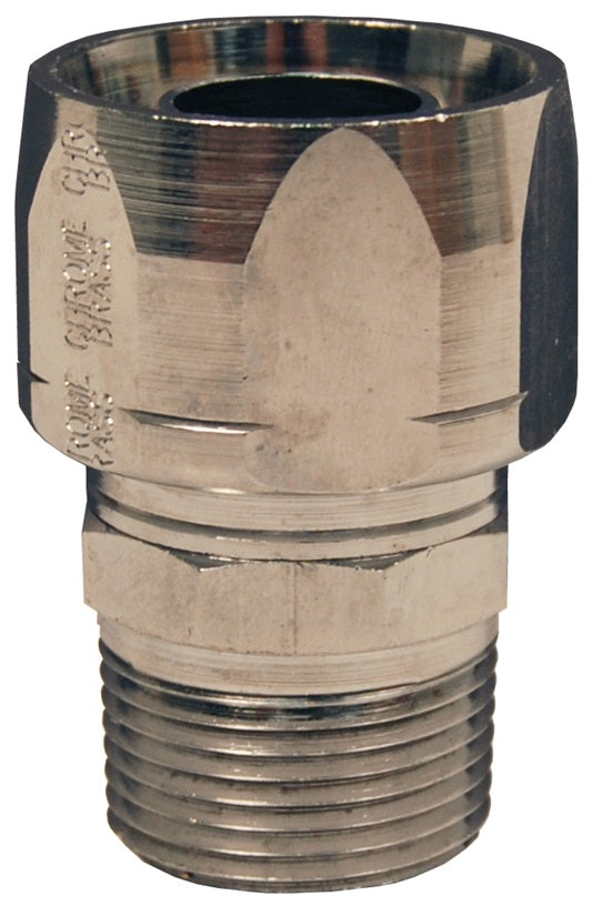 850455 by Dixon Valve | Holedall® Dubl-Grip | Field Attachable Coupling for Curb Pump Hose | Non-Swivel | 3/4" Hose ID | 3/4" Male NPT | 1-13/64" Hose OD | Chrome Plated Brass
