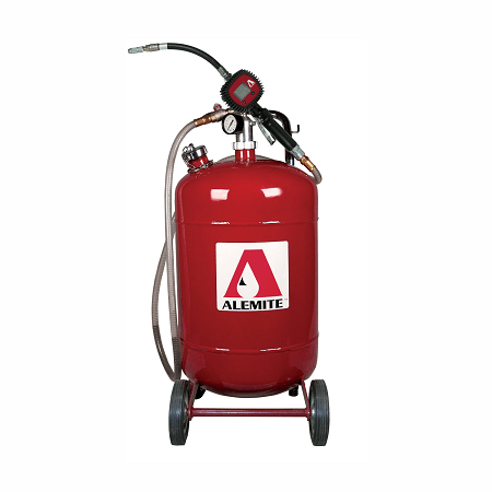 8589-A by Alemite | Fluid Handling Equipment Pressurized Oil Dispenser with Meter | 17 Gallon Tank | 79" Dispensing Hose