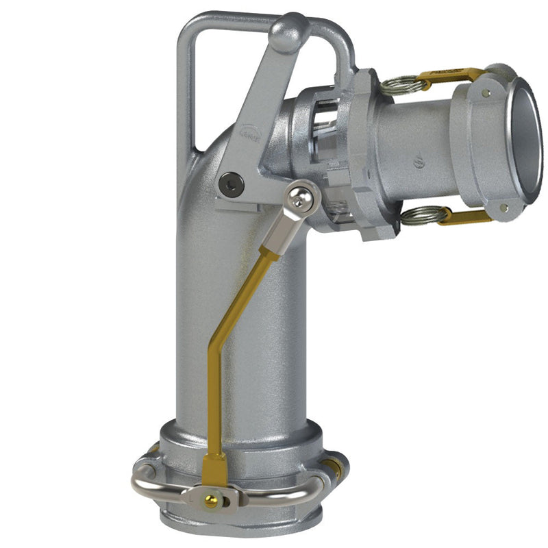 86004140S (UTF40 SHORT) by PT-Coupling | Petroleum Handling Dual Point Tight Fill Elbow | with TF40CF Coupler | Complete Assembly