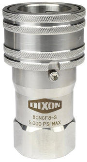 8CNGF8-S by Dixon Valve | Hydraulic Quick Disconnect Coupling | CNG-Series | 1" Female NPTF x 1" Body Size | ISO-B Compressed Natural Gas Socket | Nitrile Seal | 303 Stainless Steel