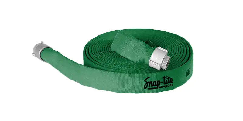 8D25x50G25N by Snap-Tite | 8D Series | Double Jacket Polyester Fire Hose Assembly with EPDM Liner | 2-1/2" Hose I.D. | 2-1/2" Male NH x 2-1/2" Female NH Couplings | 400 PSI | Green Dura-Cote | 50ft Length