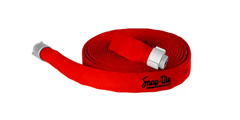 8D15x25R15N by Snap-Tite | 8D Series | Double Jacket Polyester Fire Hose Assembly with EPDM Liner | 1-1/2" Hose I.D. | 1-1/2" Male NH x 1-1/2" Female NH Couplings | 400 PSI | Red Dura-Cote | 25ft Length