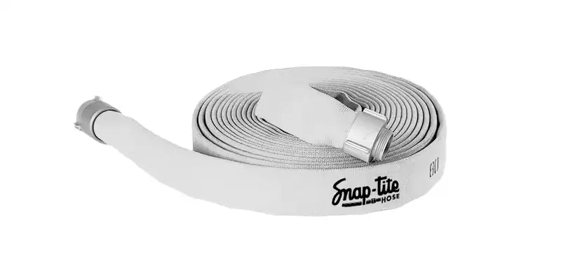 8D25x25W25NBR by Snap-Tite | 8D Series | Double Jacket Polyester Fire Hose Assembly with EPDM Liner | 2-1/2" Hose I.D. | 2-1/2" Male NH x 2-1/2" Female NH Rocker Lug Couplings | 400 PSI | Uncoated White | 25ft Length