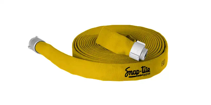 8D15x25Y15N by Snap-Tite | 8D Series | Double Jacket Polyester Fire Hose Assembly with EPDM Liner | 1-1/2" Hose I.D. | 1-1/2" Male NH x 1-1/2" Female NH Couplings | 400 PSI | Yellow Dura-Cote | 25ft Length