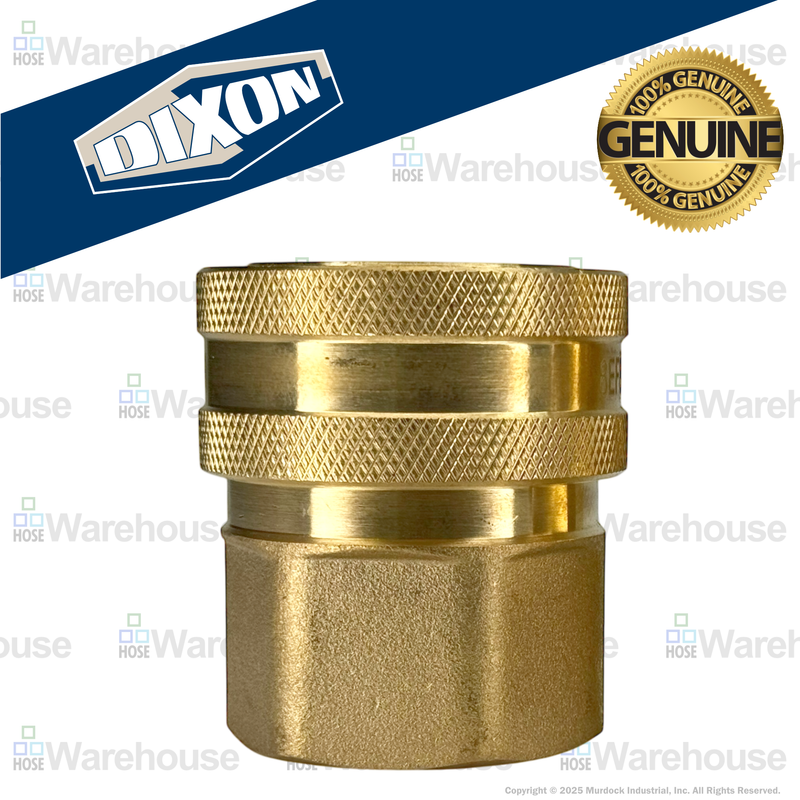 8EF8-B by Dixon Valve | Hydraulic Quick Disconnect Coupling | E-Series | 1" Female NPTF x 1" Straight-Through Interchange | Socket | Nitrile Seal | Brass