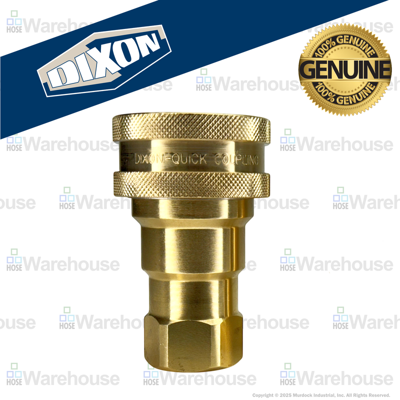8HF8-B by Dixon Valve | Hydraulic Quick Disconnect Coupling | H-Series | 1" Female NPTF x 1" ISO-B Interchange | Socket | Nitrile Seal | Brass