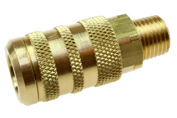 15X4M by Coilhose | CoilFlow™ Six Ball Industrial Interchange Coupler | Manual | 1/4" Body Size | 1/4" Male NPT Thread | Straight | Brass (Type 15)