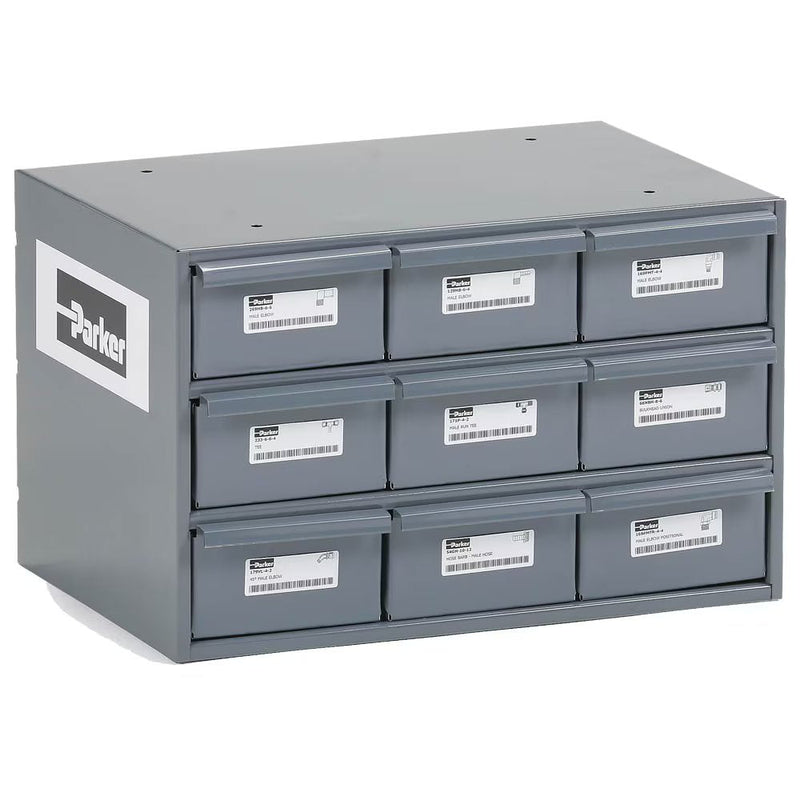 9-DC by Parker | 9 Cabinet Drawer | 17.25" Width x 11.625" Depth x 10.875" Height | Gray | Steel