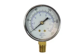 GB16200 by Coilhose | Pressure Gauge | 2-1/2" Chrome Dial Gauge | 1/4" Bottom Mount | 0-200 PSI