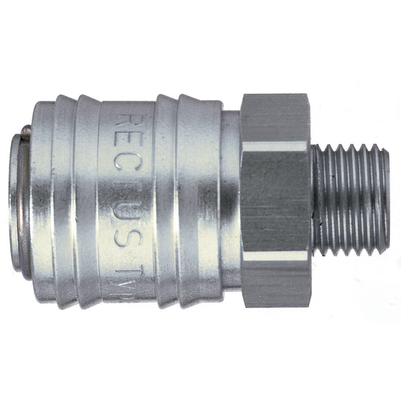 9101 24 17 by Parker | Legris Coupler Quick Disconnect | 3/8" Male BSPP Thread | 22 mm Hex | 43 mm Length | Straight | Nickel-Plated Brass