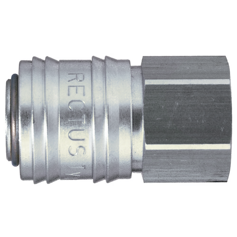 9114 24 13 by Parker | Legris Coupler Quick Disconnect | 1/4" Female BSPP Thread | 22 mm Hex | 43 mm Length | Straight | Nickel-Plated Brass