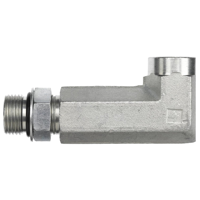 6805-L-10-08-NWO-SS by Brennan Inc. | -10 Male Adjustable O-Ring Boss x -08 Female Pipe | 90° Elbow | Long | Stainless Steel
