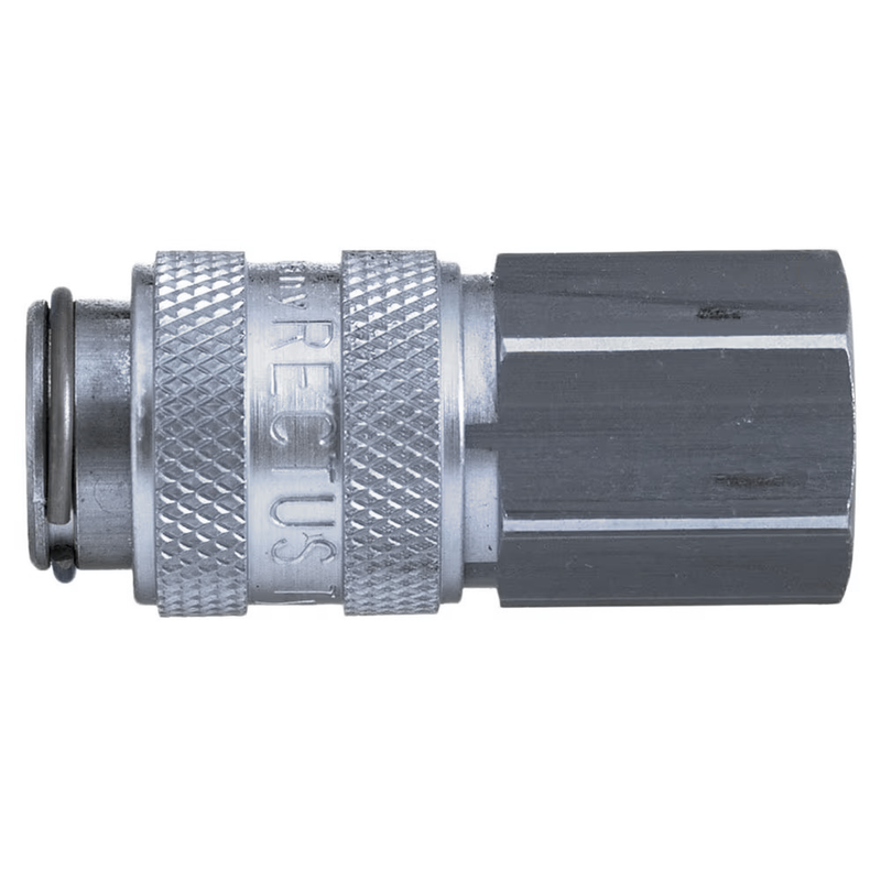 9214 21 13 by Parker | Legris Coupler Quick Disconnect | 1/4" Female BSPP Thread | 17 mm Hex | 38 mm Length | Straight | Nickel-Plated Brass