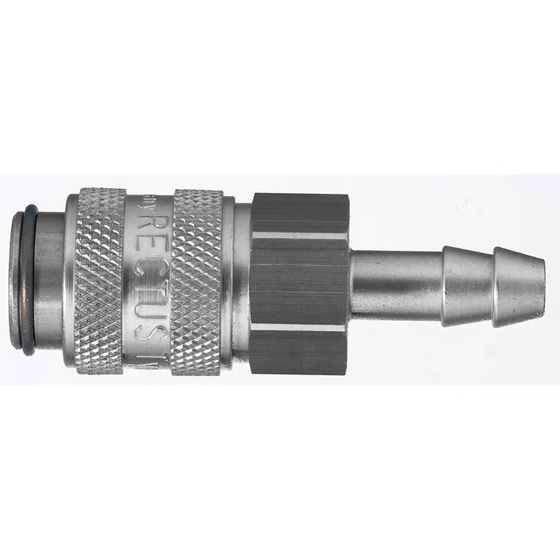 9223 21 04 by Parker | Legris Coupler Quick Disconnect | 4 mm Hose Barb | 14 mm Hex | 46 mm Length | Straight | Nickel-Plated Brass