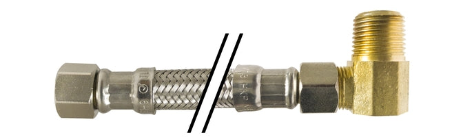 923672 by Midland | Dishwasher Connector (Lead Free) | 3/8" Compression x 3/8" Male Iron Pipe | 72" Length | 90° Elbow | Chrome Plated Brass