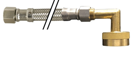 924272 by Midland | Dishwasher Connector (Lead Free) | 3/8" Compression x 3/4" Female Garden Hose | 72" Length | 90° Elbow | Chrome Plated Brass