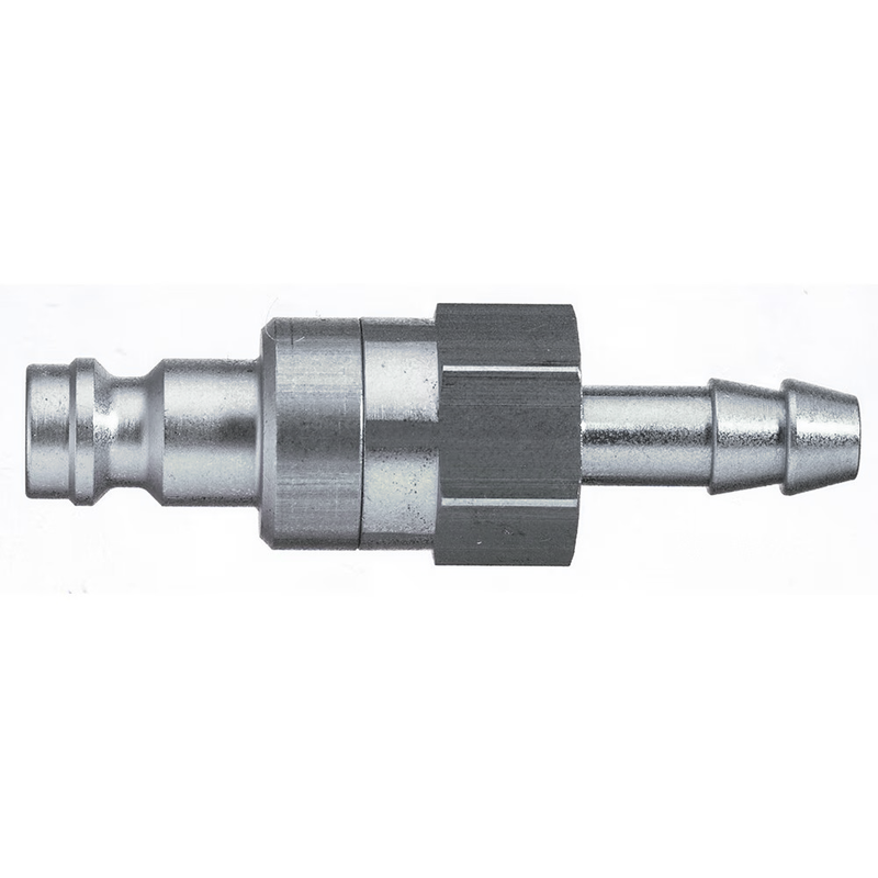 9285 21 04 by Parker | Legris Plug Quick Disconnect | 4 mm Hose Barb | 14 mm Hex | 50 mm Length | Straight | Nickel-Plated Brass