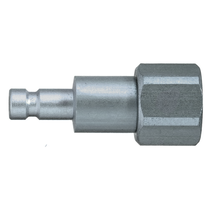9286 20 19 by Parker | Legris Plug Quick Disconnect | M5 Female Metric Thread | 9 mm Hex | 26 mm Length | Straight | Nickel-Plated Brass
