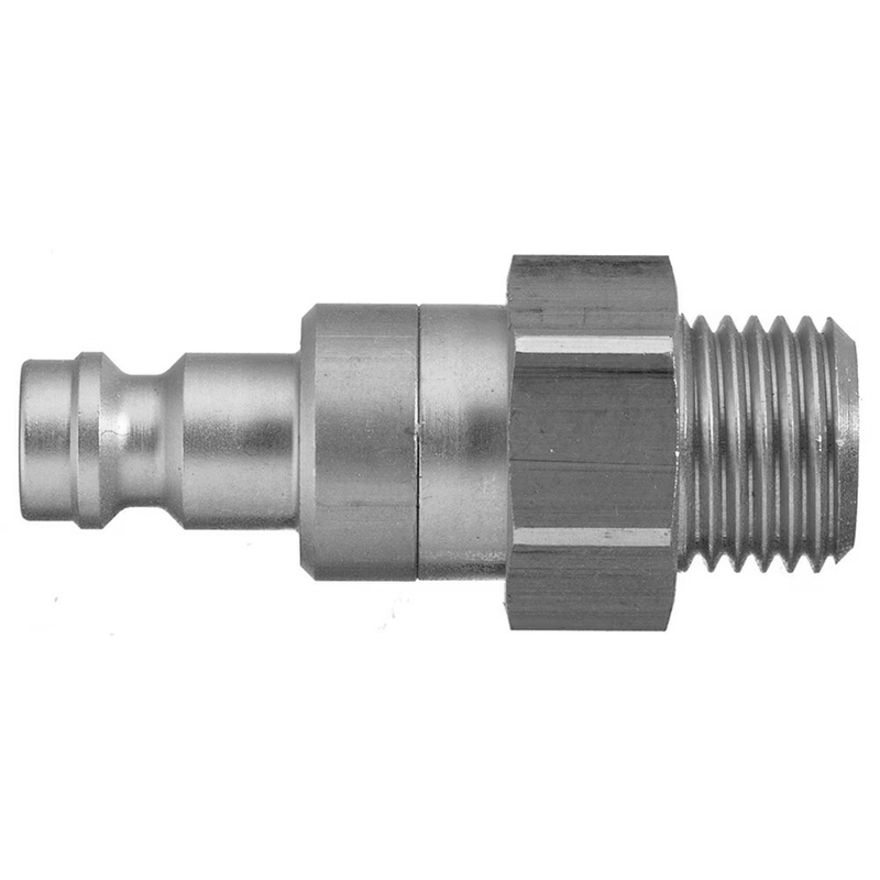 9287 21 13 by Parker | Legris Plug Quick Disconnect | 1/4" Male BSPP Thread | 17 mm Hex | 42 mm Length | Straight | Nickel-Plated Brass
