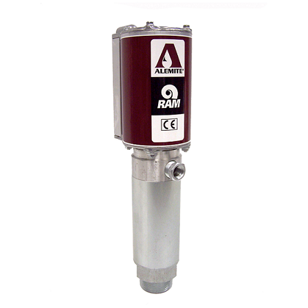 9916-A1 by Alemite | Oil Pump | Pneumatic RAM - Stationary | Drum Size: Stub | Material Inlet: 1-1/2" Female NPTF | Material Outlet: 1/2" Female NPTF