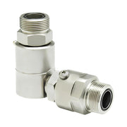 9DP12MFS12XMFS12-NI-V by Super Swivel | DP7633-NI-V | Dual Plane Swivel | 1-3/16-12 Male Face Seal MFS x 1-3/16-12 Male Face Seal MFS | 0.391" Through Hole | 90° Elbow | Electroless Nickel | Viton Seal