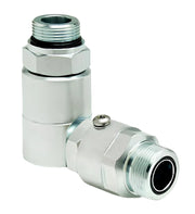 9DP4MO6XMFS6-Z-V by Super Swivel | DP8600-Z-V | Dual Plane Swivel | 9/16-18 Male O-Ring ORB x 11/16-16 Male Face Seal MFS | 0.250" Through Hole | 90° Elbow | Zinc | Viton Seal