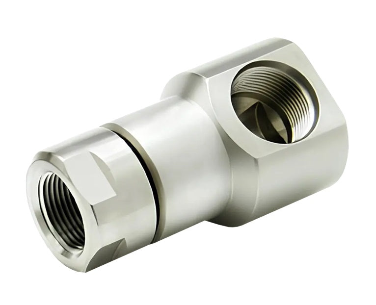 9SS8FP38XFO8-Z-ETP by Super Swivel | 5412-Z-ETP | 3/8-18 Female Pipe NPTF x 3/4-16 Female O-Ring ORB | 0.530" Through Hole | 90° Elbow | Zinc | Extreme Viton® Seal