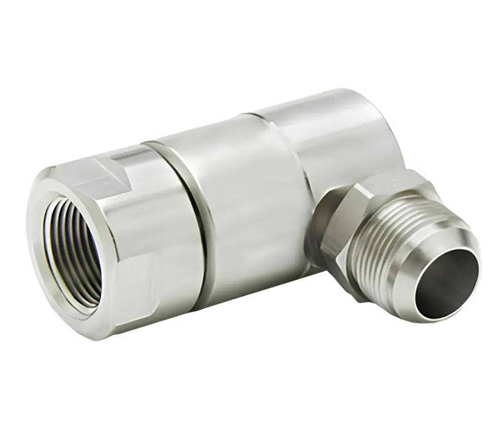 9SS4FP25XMJ6-Ni-V by Super Swivel | 6703-Ni-V | 1/4-18 Female Pipe NPTF x 9/16-18 Male 37° JIC | 0.250" Through Hole | 90° Elbow | Electroless Nickel | Viton Seal