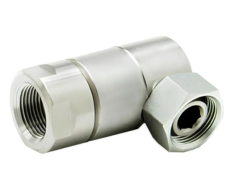 9SS20FP125XPS125-Ni-ETP by Super Swivel | 6255-Ni-ETP | 1-1/4-11-1/2 Female Pipe NPTF x 1-1/4-11-1/2 Female Pipe Swivel NPSM | 0.906" Through Hole | 90° Elbow | Electroless Nickel | Extreme Viton® Seal