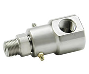 9SS8HPMP38XFP38-NI-90V by Super Swivel | 23263-NI-90V | High Pressure 3/8-18 Male Pipe NPTF x 3/8-18 Female NPTF | 0.312" Through Hole | 90° Elbow | Electroless Nickel | Viton Seal