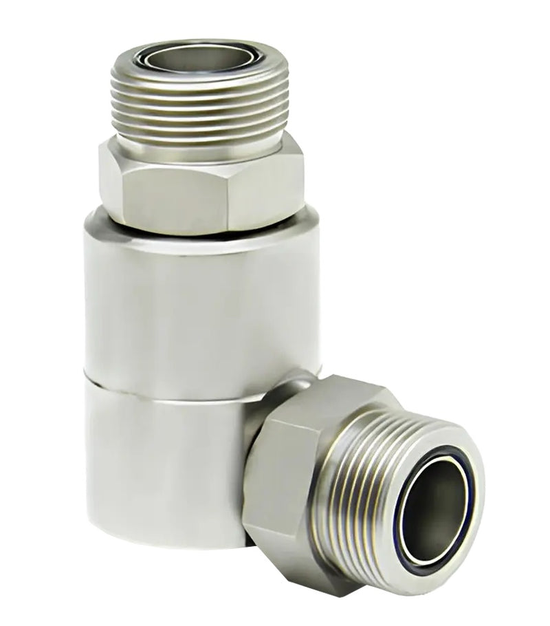 9SS8MFS10XMFS10-NI-V by Super Swivel | 7623-NI-V | 1-14 Male Face Seal MFS x 1-14 Male Face Seal MFS | 0.297" Through Hole | 90° Elbow | Electroless Nickel | Viton Seal