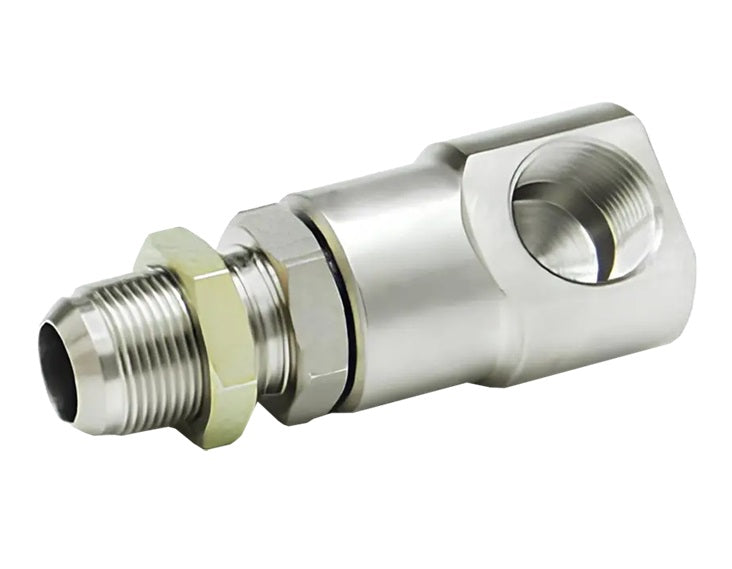 9SS20MJB20XFP125-Z-V by Super Swivel | 6160-Z-V | 1-5/8-12 Male 37° JIC Bulkhead x 1-1/4-11-1/2 Female Pipe NPTF | 1.073" Through Hole | 90° Elbow | Zinc | Viton Seal