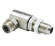 9SS8MJB8XMFS6-NI-V by Super Swivel | 8303-NI-V | 3/4-16 Male 37° JIC Bulkhead x 11/16-16 Male Face Seal MFS | 0.265" Through Hole | 90° Elbow | Electroless Nickel | Viton Seal