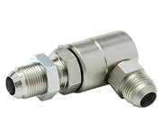 9SS8MJB10XMJ10-Z-AL by Super Swivel | 8021-Z-AL | 7/8-14 Male 37° JIC Bulkhead x 7/8-14 Male 37° JIC | 0.297" Through Hole | 90° Elbow | Zinc | AFLAS Seal