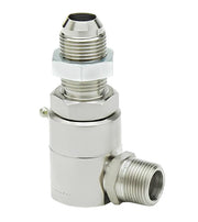 9SS8MJB8XMP50-Ni-ETP by Super Swivel | 7515-Ni-ETP | 3/4-16 Male 37° JIC Bulkhead x 1/2-14 Male Pipe NPTF | 0.297" Through Hole | 90° Elbow | Electroless Nickel | Extreme Viton® Seal