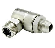 9SS8MJ10XMFS8-NI-ETP by Super Swivel | 8245-NI-ETP | 7/8-14 Male 37° JIC x 13/16-16 Male Face Seal MFS | 0.265" Through Hole | 90° Elbow | Electroless Nickel | Extreme Viton® Seal