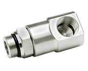 9SS20MO20XFP125-Z-AL by Super Swivel | 5671-Z-AL | 1-5/8-12 Male O-Ring ORB x 1-1/4 -11-1/2 Female Pipe NPTF | 1.078" Through Hole | 90° Elbow | Zinc | AFLAS Seal