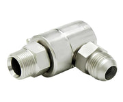 9SS4MP38XMJ6-Z-V by Super Swivel | 6870-Z-V | 3/8-18 Male Pipe NPTF x 9/16-18 Male 37° JIC | 0.250" Through Hole | 90° Elbow | Zinc | Viton Seal