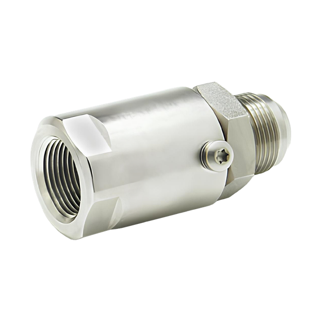 SS8MJ8XFP38-Ni-AL by Super Swivel | 1114-Ni-AL | 3/4-16 Male 37° JIC x 3/8-18 Female Pipe NPTF | 0.406" Through Hole | Straight | Electroless Nickel | AFLAS Seal