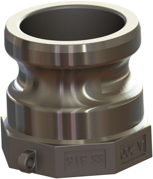 A-316-75 by Campbell Fittings | Standard Cobra Cam & Groove Coupling | Type A | 3/4" Male Adapter x 3/4" Female NPT Thread | 316 Stainless Steel