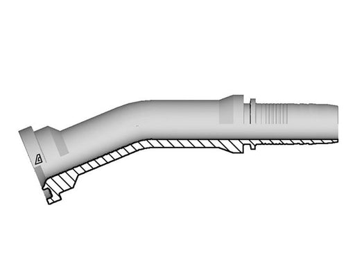 A-1616-C613 Alfagomma by Kuriyama | A Series | Two-Piece Hydraulic Hose Fitting | SAE J518 | 30° Elbow | -16 Hose ID x -16 Code 61 Flange | Steel