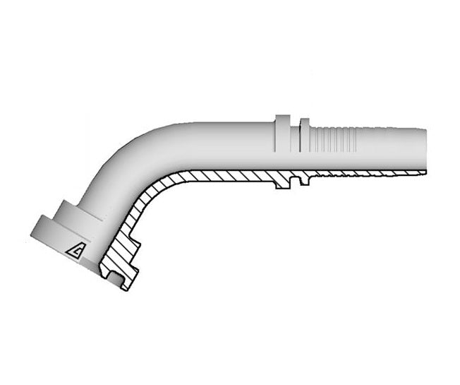 A-1616-C616 Alfagomma by Kuriyama | A Series | Two-Piece Hydraulic Hose Fitting | SAE J518 | 60° Elbow | -16 Hose ID x -16 Code 61 Flange | Steel