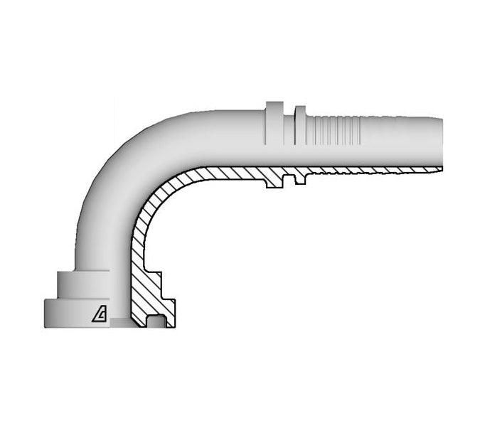 A-4040-C619 Alfagomma by Kuriyama | A Series | Two-Piece Hydraulic Hose Fitting | SAE J518 | 90° Elbow | -40 Hose ID x -40 Code 61 Flange | Steel