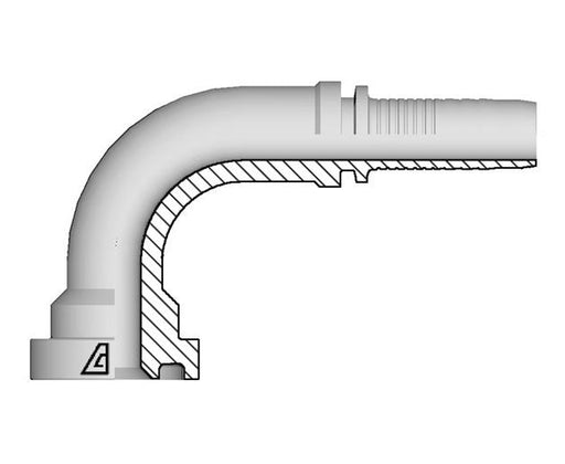 A-0812-C629 Alfagomma by Kuriyama | A Series | Two-Piece Hydraulic Hose Fitting | SAE J518 | 90° Elbow | -08 Hose ID x -12 Code 62 Flange | Steel