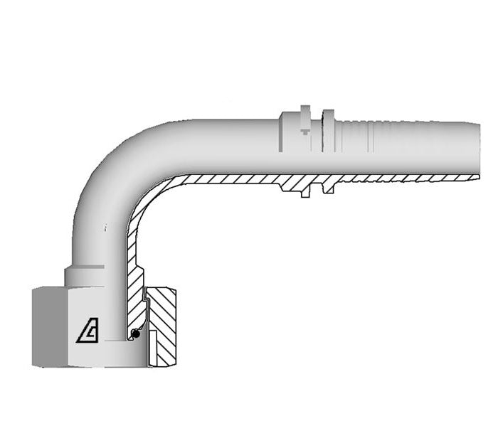 A-3232-FBO9 Alfagomma by Kuriyama | A Series | Two-Piece Hydraulic Hose Fitting | 90° Elbow | -32 Hose ID x -32 Female BSPP O-Ring Swivel 60° Cone | Steel
