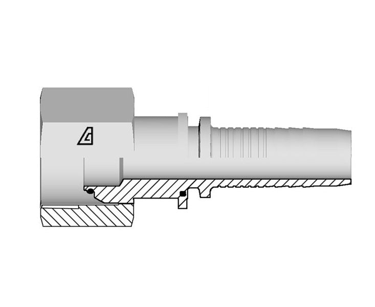 A-0406-FBPO Alfagomma by Kuriyama | A Series | Two-Piece Hydraulic Hose Fitting | -04 Hose ID x -06 Female BSPP O-Ring Swivel 60° Cone | Steel